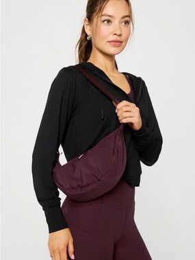Fabletics Sling Bag Oxblood Crinkle Crossbody Belt Bag Athleisure OS